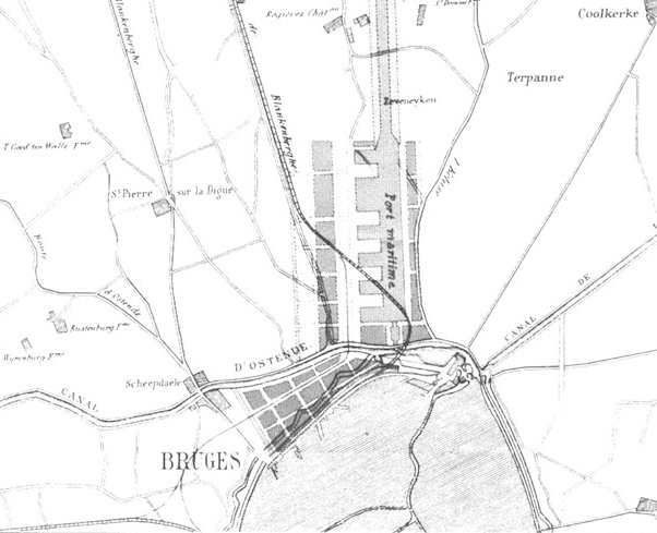 kaart uit de brochure De Maere 1873